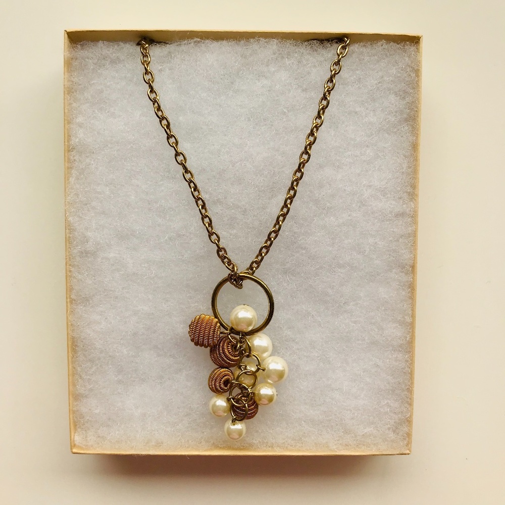 Vintage Long-Chained Necklace with Beaded Pendant